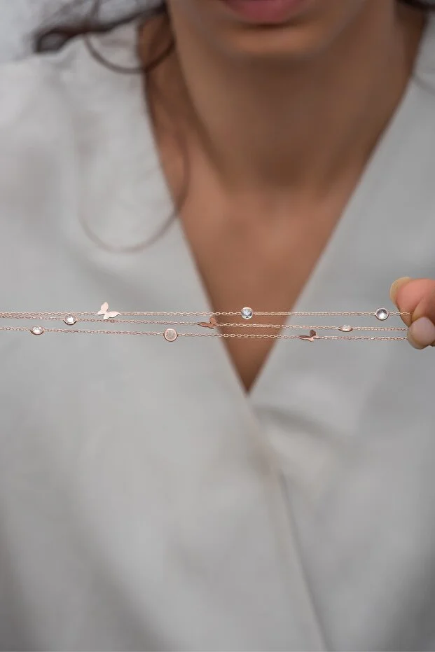 925 Ayar Gümüş 3 Sıra Zirkon Taşlı Kelebek Bileklik